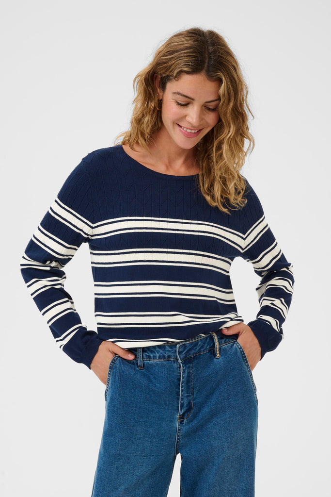 Cream Villea Navy Stripe