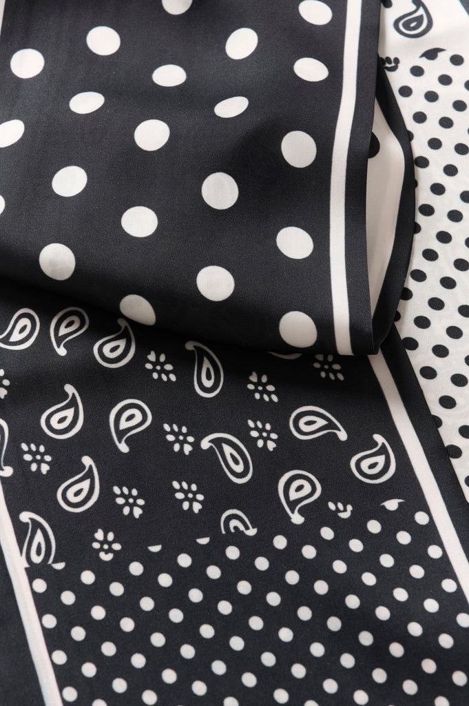 Cream Tie Scarf Black Dot
