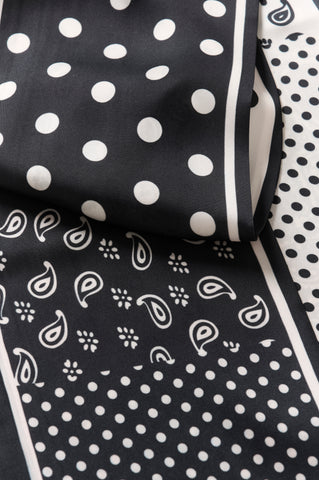 Cream Tie Scarf Black Dot
