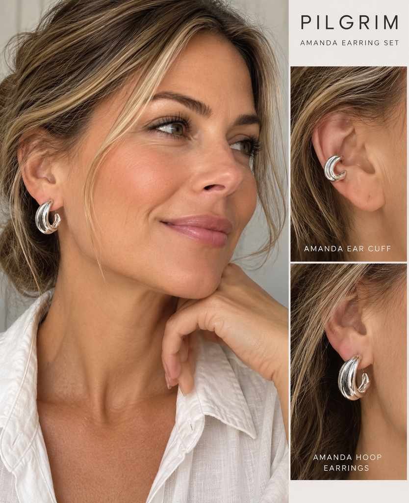 Pilgrim Amanda Earring Set Silver