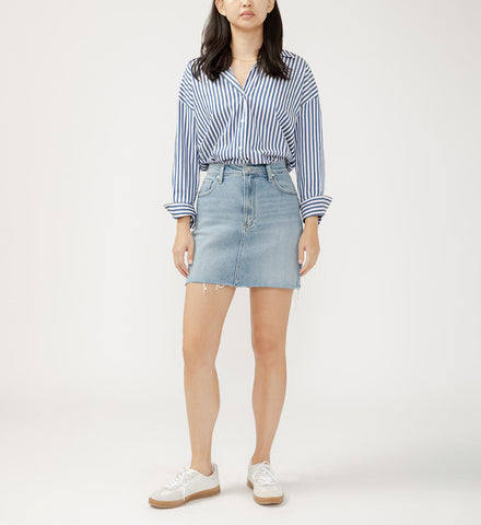 Silver Denim Mini Skirt AGR292