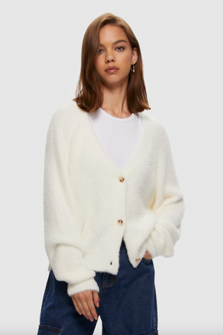 Kuwalla Button Cardi Soft White