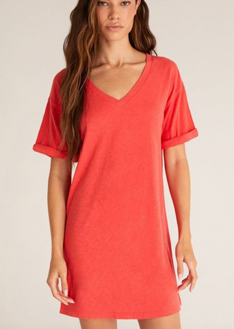 Z Supply Vneck Tshirt Dress Rouge