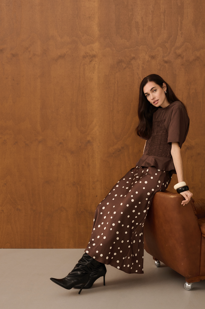 Culture Dotty Skirt Brown