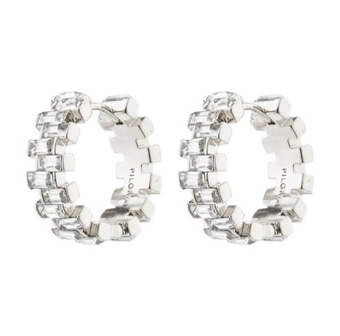 Pilgrim Create Crystal Hoop Earring Silver